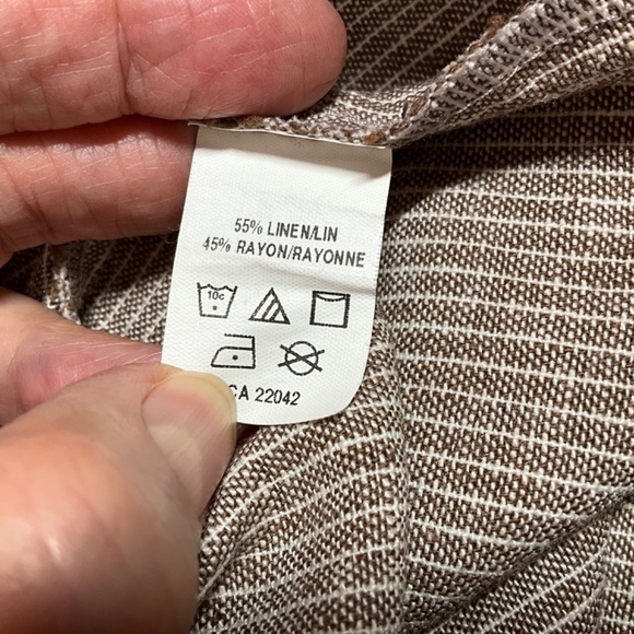 MARGARET M Linen Blend Pin Stripe Wide Leg Cuffed Trousers  MADE IN CANADA Sz 4 - Picture 8 of 9